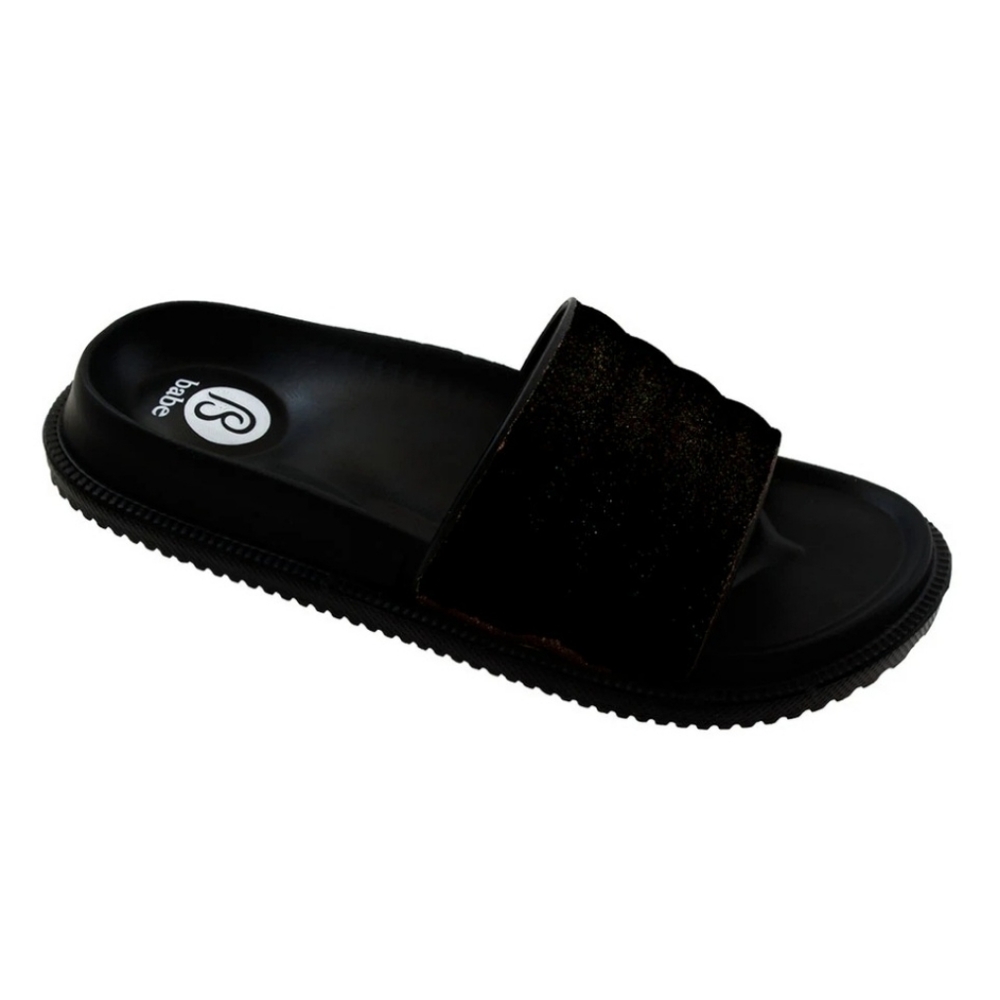 Girl's Glitter Slide Sandals Black 2/$18